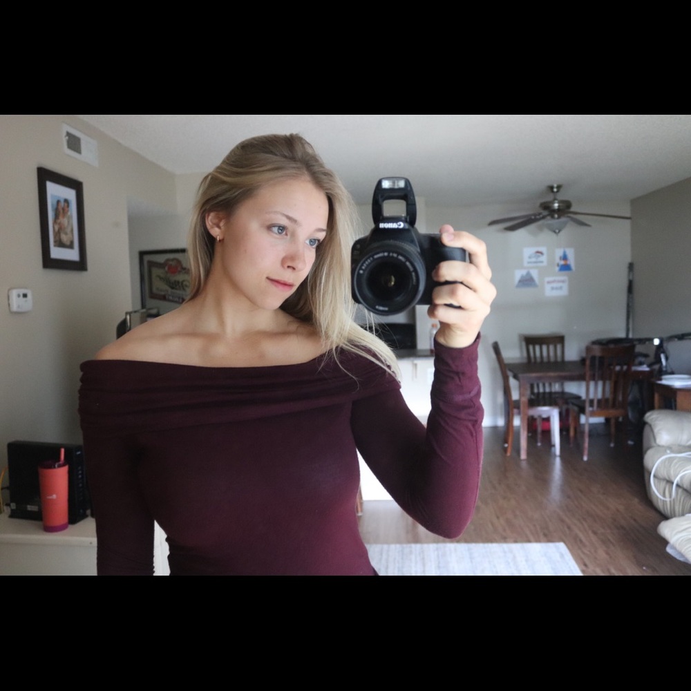 Off the shoulder shirt.